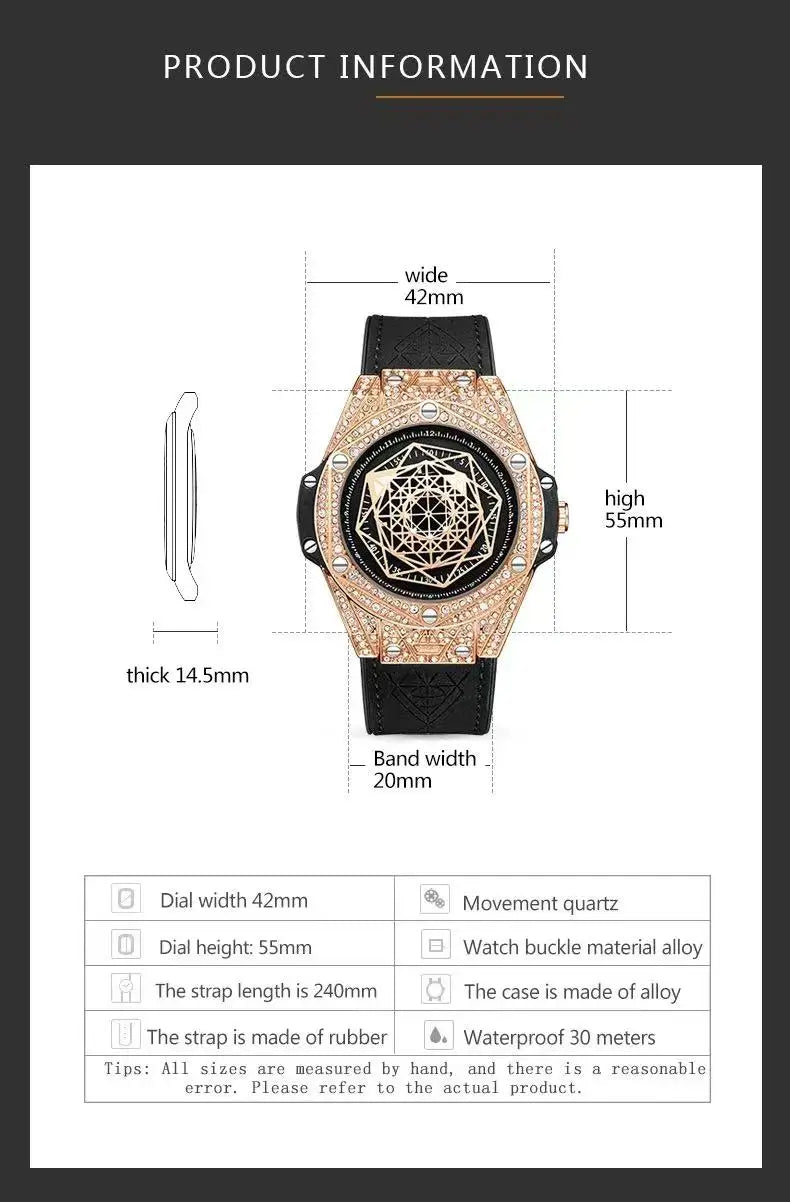 Fashion Mens Watches 2024 Luxury Brand ONOLA Unique Design Full Diamond Round Waterproof Quartz WristWatches Men Original Gifts