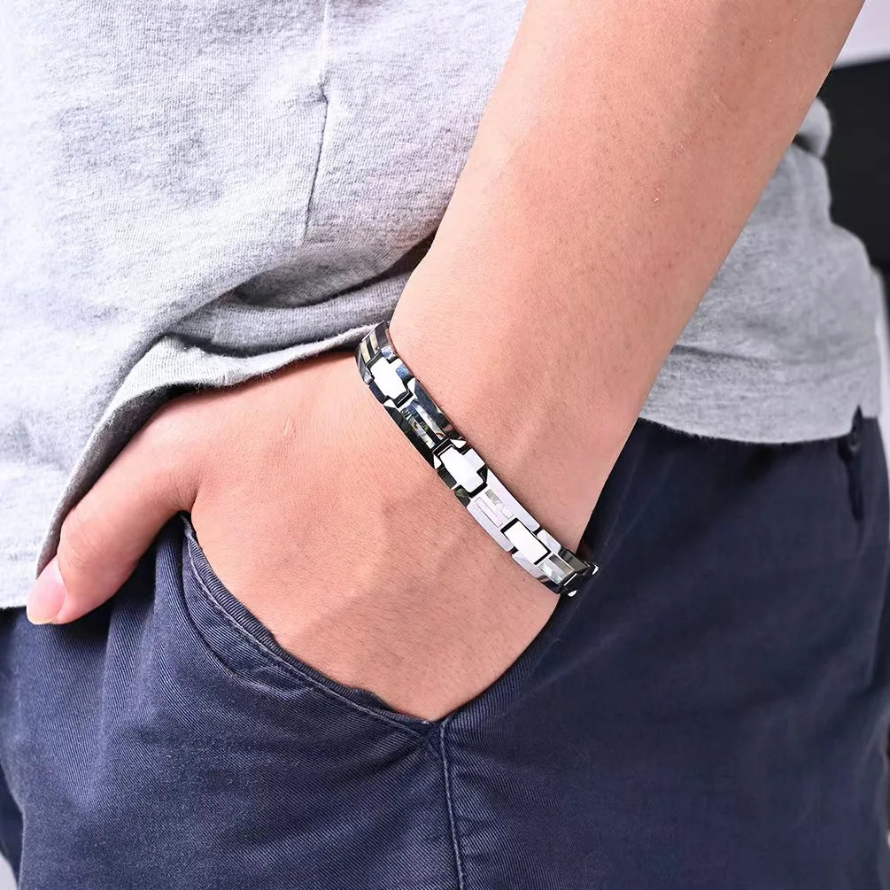 Edgy magnetic bracelet for hip-hop style.