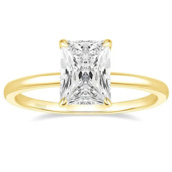 Silver Engagement Ring – Radiant Cut Solitaire.