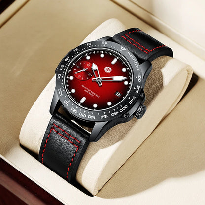 Luxury Man Wristbatch Waterproof Luminous Date Leather