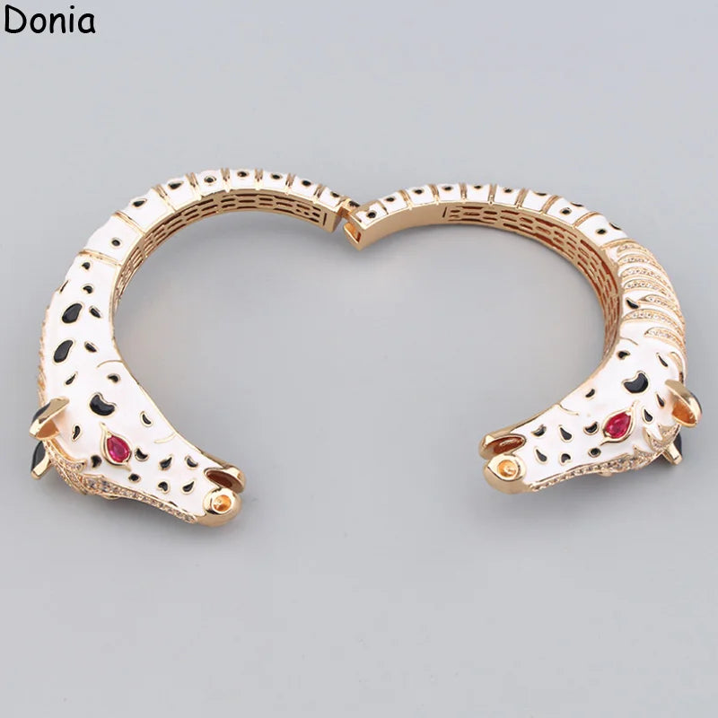 Donia Jewelry European and American fashion personality zebra titanium steel micro-inlaid zircon animal luxury bracelet