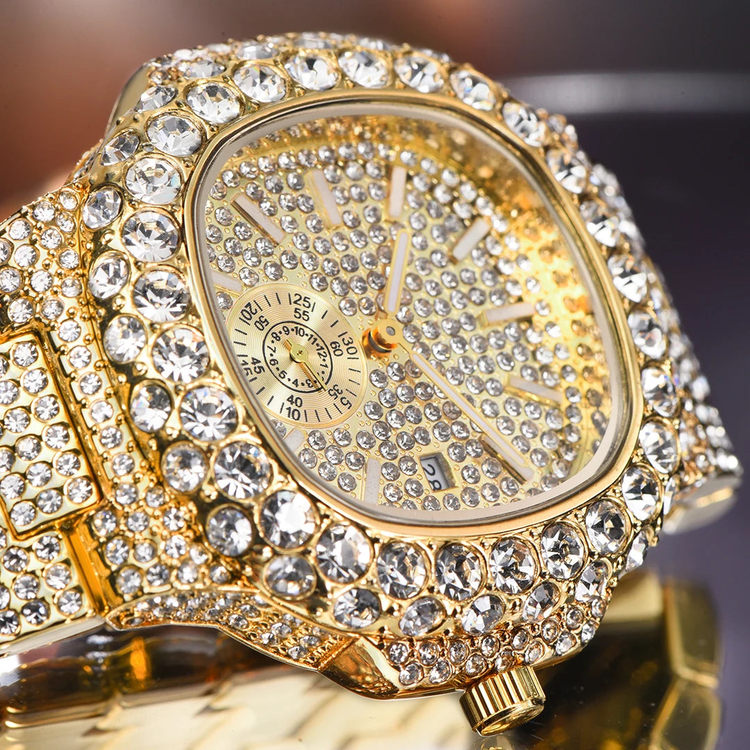 Gold watch, Men's diamond watches, Luxury timepieces, High-end watches, Gold case, Diamond accents, Prestigious watches, Elegant design, Fine jewelry, Sophisticated timepieces, Swiss movement, Premium craftsmanship, Classic style, Fashion accessory, Status symbol,