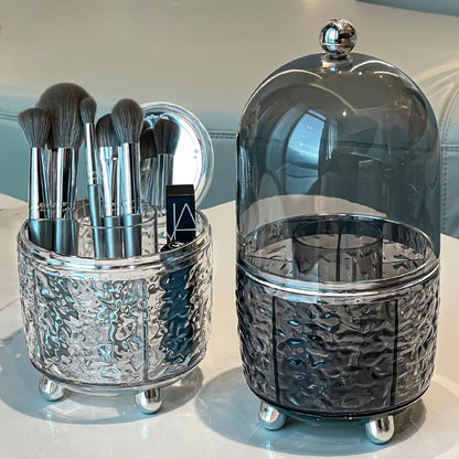 Makeup Brush Holder With Lid 360° Rotating.