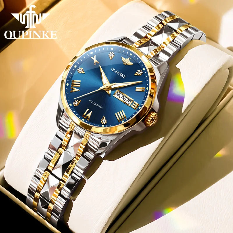 OUPINKE 3171 Women Watch Top Original Luxury Brand Automatic Mechanical Watch Waterproof  Date week Watches For Women Freebie