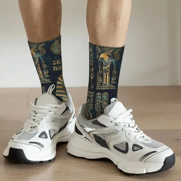 Egyptian Hieroglyphs And Deities Socks Men Women's Egypt Pharaoh.