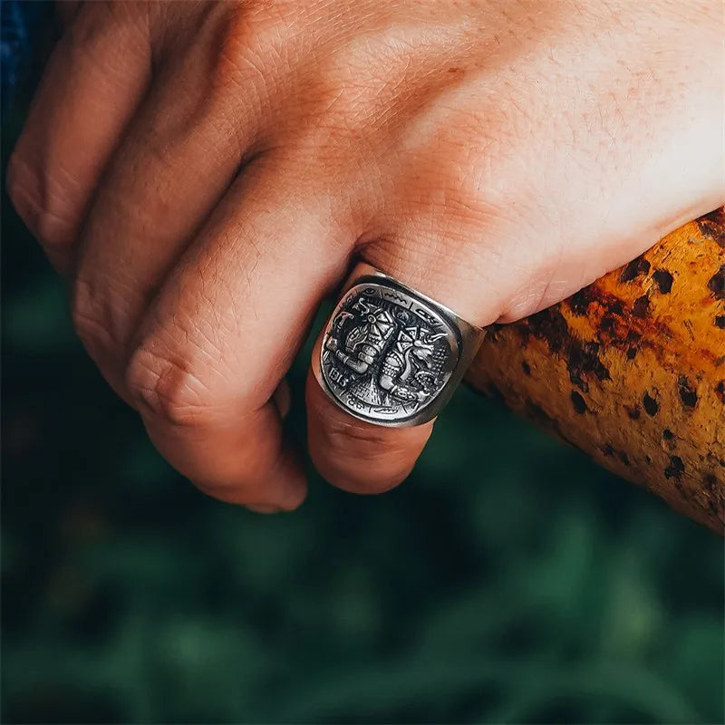 Ancient Egypt Thai Silver Open Ring.