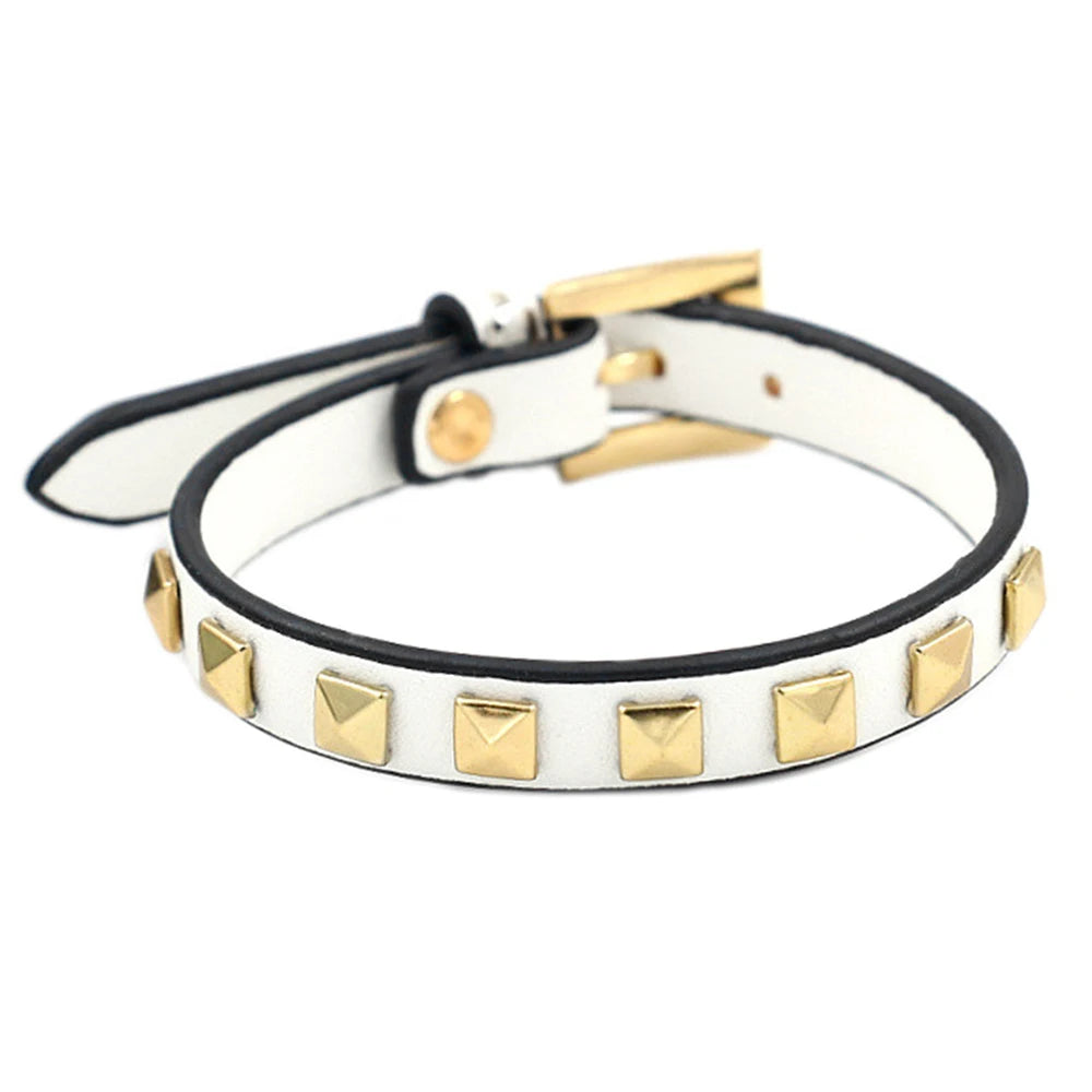 Kirykle 5 Color Charm Leather Bracelets for Women 2020 Fashion Gold Square Rivets Bracelet Party Jewelry Gift Jewelry for Women