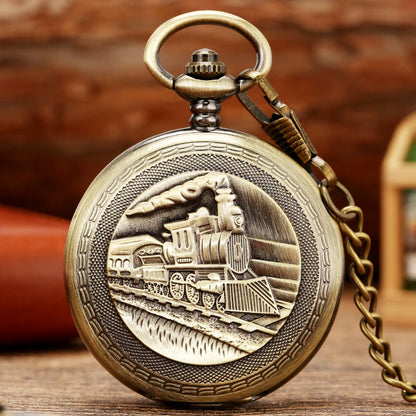 Steam Train Mechanical Pocket Watch Men.