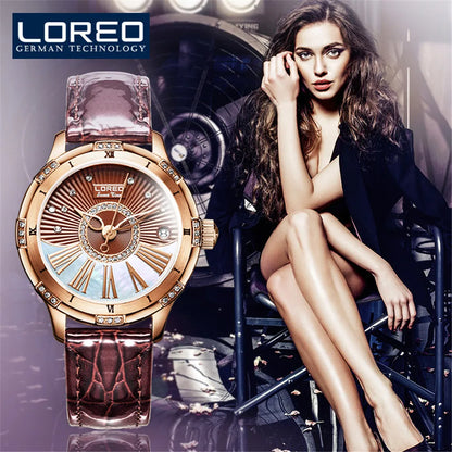 LOREO Luxury Women Watch Brand Sapphire Crystal.