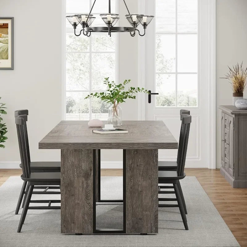 Large Dining Table for 6 to 8 People: Rustic Farmhouse Style