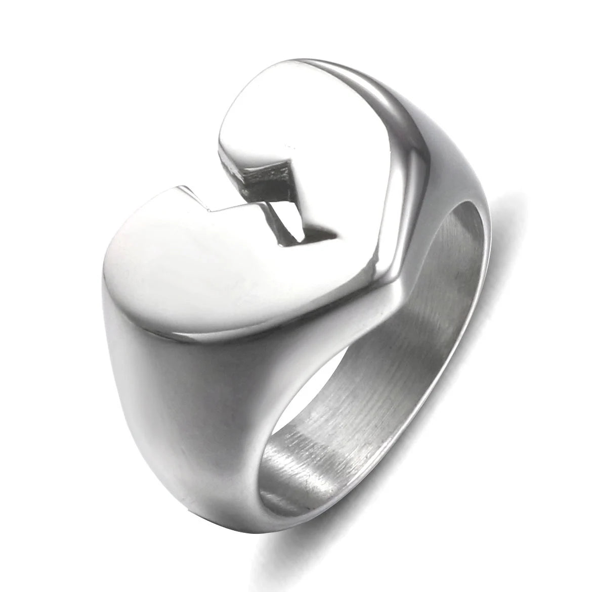 Titanium Steel Broken Heart Rings for Men Women Unisex Lover Jewelry Drop Shipping Size 6-9