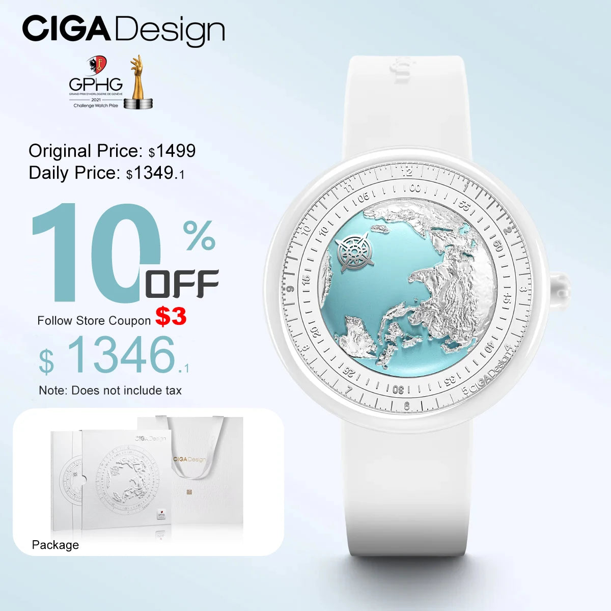 CIGA Design Women's Luxury Automatic Watch U Series Blue Planet Ice Age Ceramics Strap Mechanical Watches Exquisite Timepiece