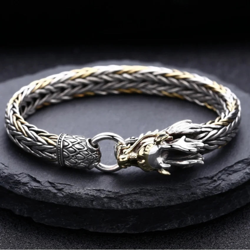 Pure Silver Jewelry Domineering Golden Dragon.