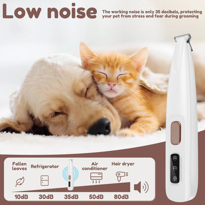 Pet Dog Electric Groomer Trimmer with LED Light Waterproof Pet Foot Hair Trimmer Low Noise Cat Dog Face Foot Ear Hip Paw Shaver