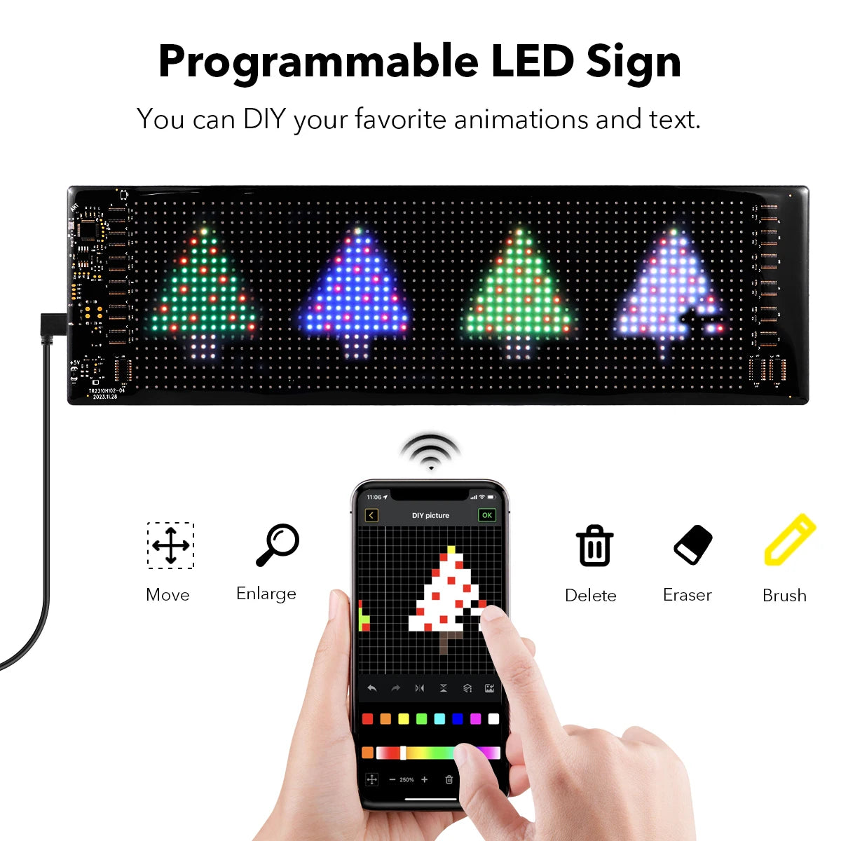 Smart Bluetooth LED Display Screen Message Scrolling Sign Board Ultra-thin Soft Flexible Advertising Light For Store Car Display