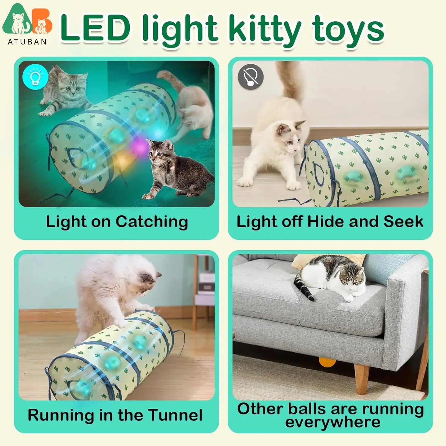 Cat Toys for Indoor Cats, Electric Cat Ball Fast Rolling in Pouch,Motion Activated Chirping Cat Toy,Hide and Seek Cat Toy