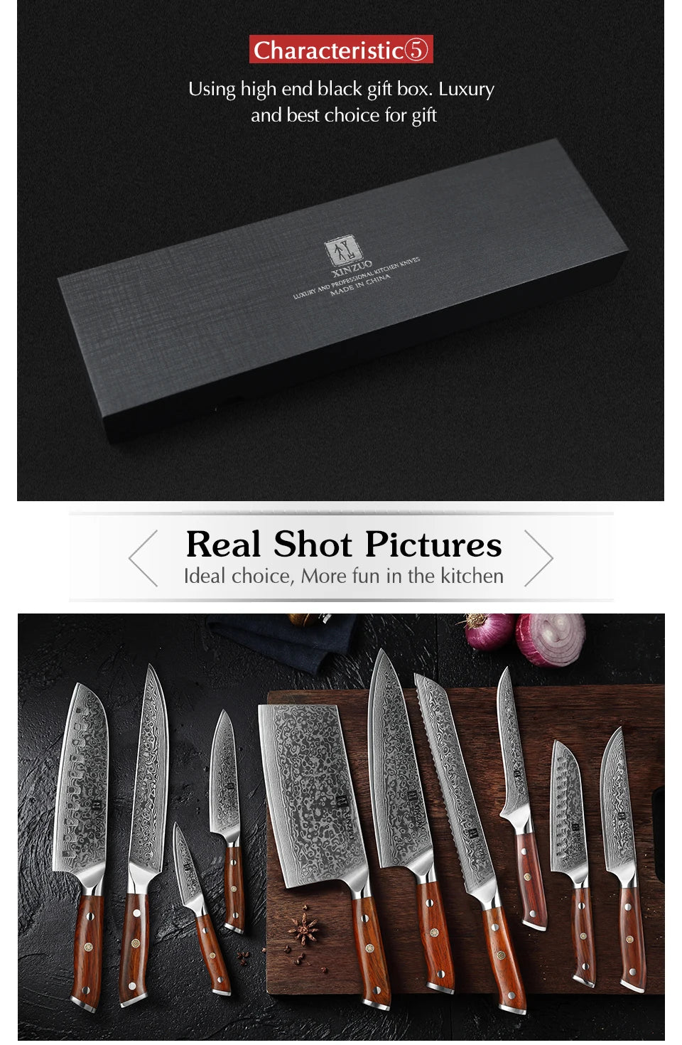 XINZUO 1-10 PCS Kitchen Knife 67 Layers Damascus Steel Chef Slicing Utility Paring Knife Steel Rosewood Handle Razor Sharp