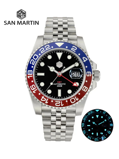 San Martin GMT Luxury Men Watch Jubilee Bracelet.