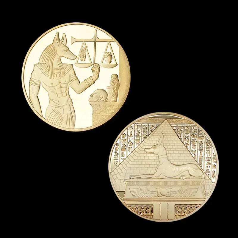 Anubis coin, Egyptian mythology, Gold plated coin, Commemorative coin, Ancient Egypt, Coin collection, Collectible coin, Egyptian god Anubis, Replica coin, Gift idea, Coin enthusiast, Historical coin, Mythological coin, Ancient culture, Symbolic coin,