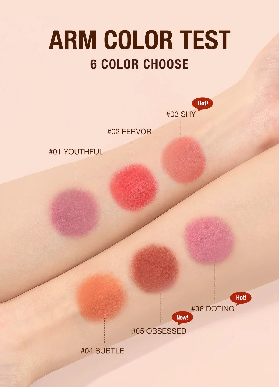 Lipstick Matte Blush Stick with Shinmer Waterproof.