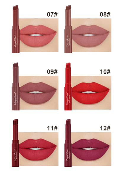 12 Color Matte Lipstick Pink Solid.