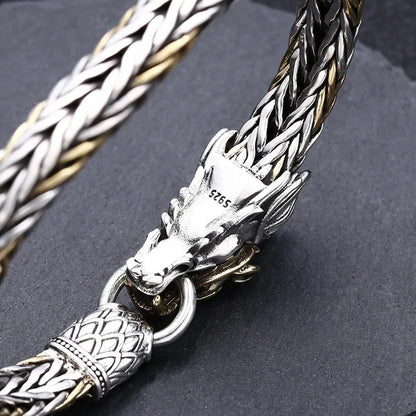 Pure Silver Jewelry Domineering Golden Dragon.