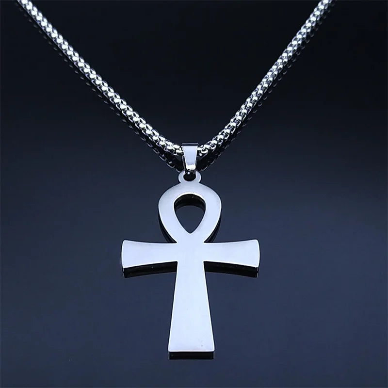 Egyptian Ankh Cross Key Of Life Necklaces for Women/Men Stainless Steel Mythology Chain Necklace Jewelry bijoux homme N3456S02