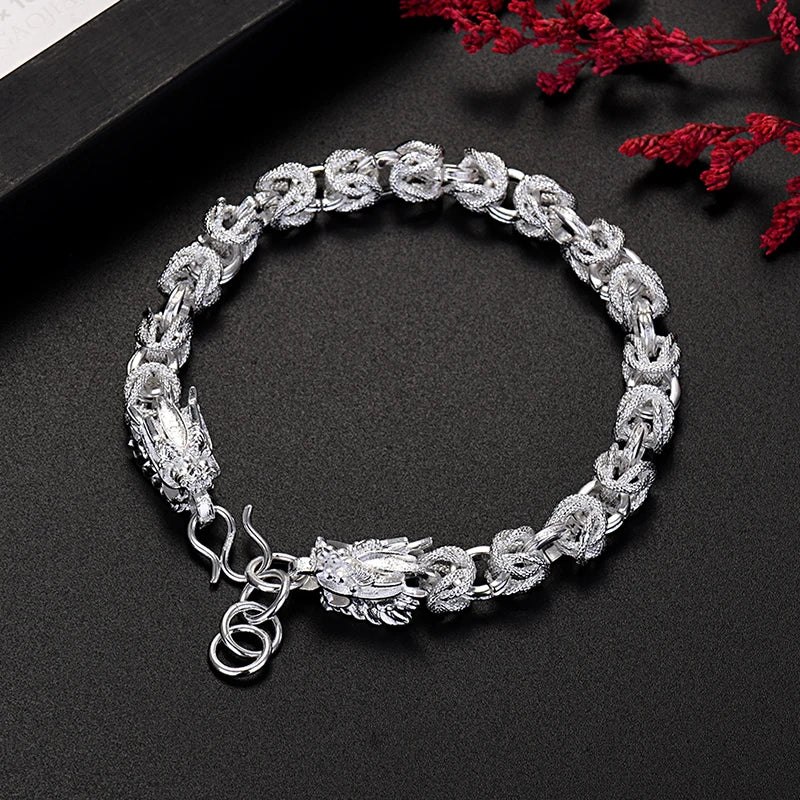 Noble Silver Exquisite Dragon Head Bracelets