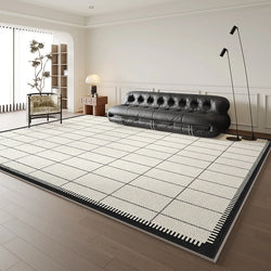 Minimalist Black Beige Plaid Carpet Cozy Refreshing Bedroom Rug Luxury Large Area Living Room Decoration Carpets Balcony Rugs IG