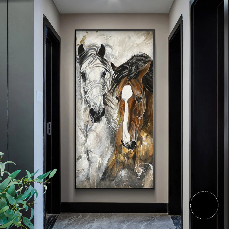 Abstarct White Horse Painting Wall Art.