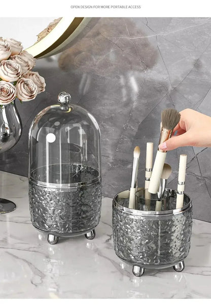 Makeup Brush Holder With Lid 360° Rotating.