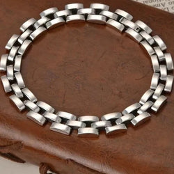 New S925 Sterling Silver Personalized Minimalist Trendy Men Punk Style Glossy Thick Bracelet  Men's