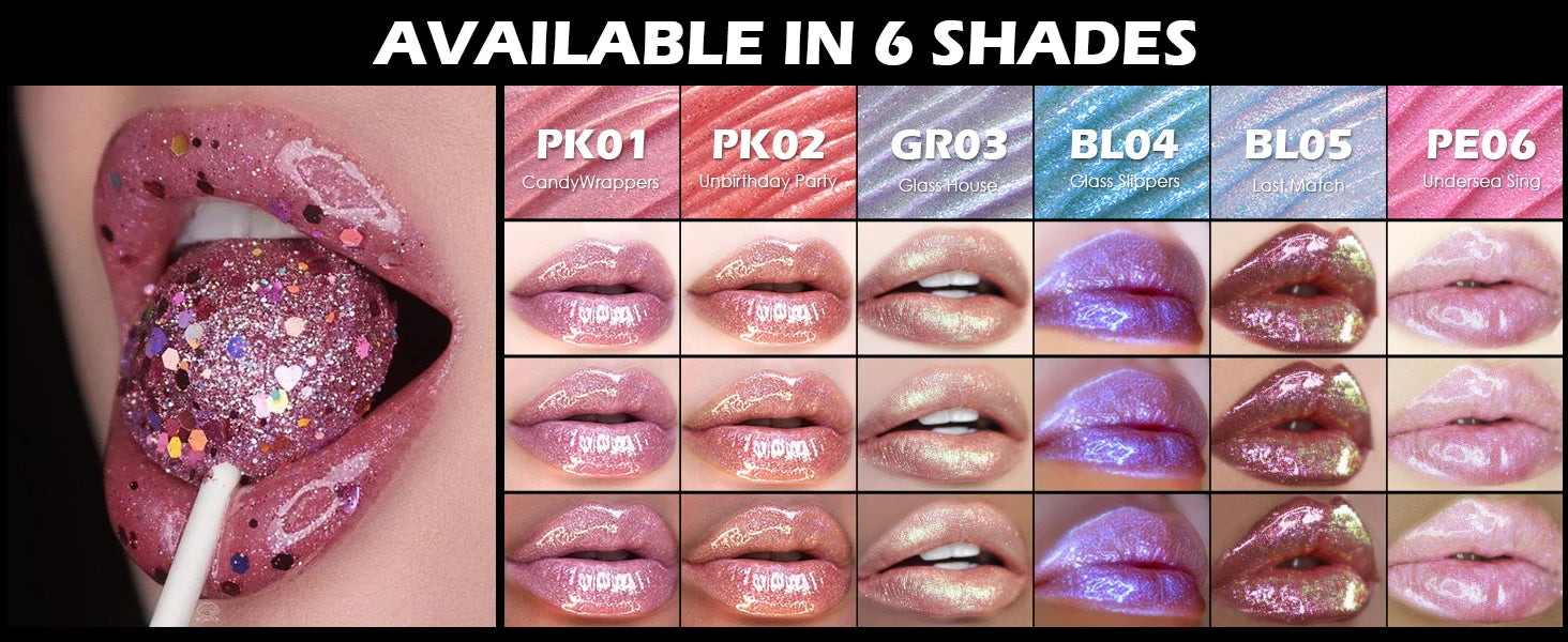 6 Colors Chameleon Glitter Lip Gloss