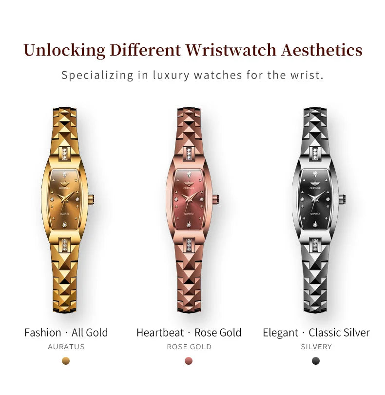 OUPINKE 3242 Elegant Swiss Quartz Watch for Ladies Gold Tungsten steel Strap Deep Waterproof Luxury Diamond Women Watches NEW