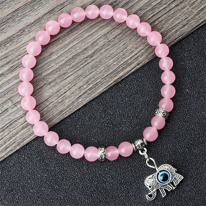 Pink Quartzs Charm Bracelet Women Men Butterfly.