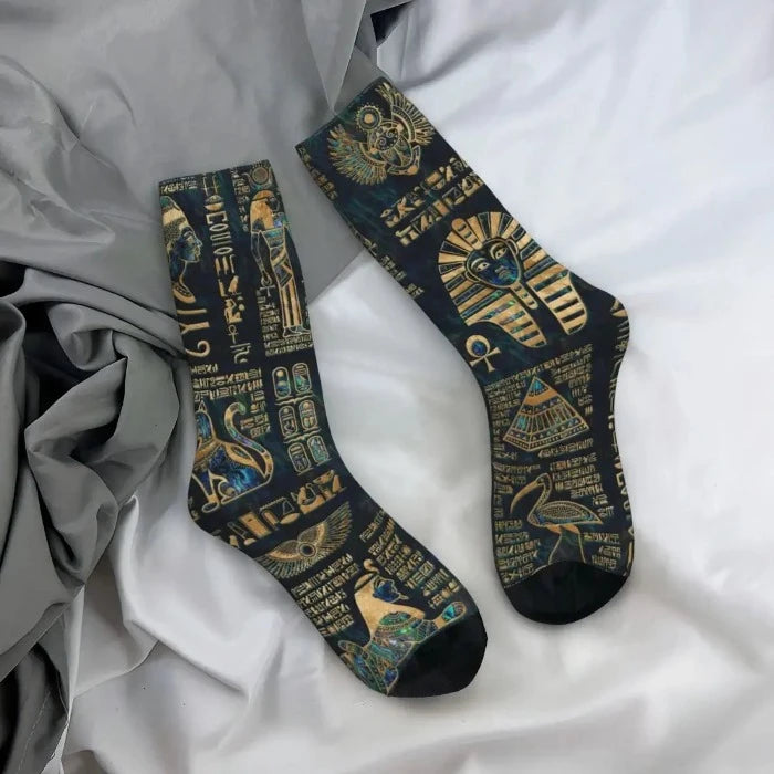 Egyptian Hieroglyphs And Deities Socks Men Women's Egypt Pharaoh.