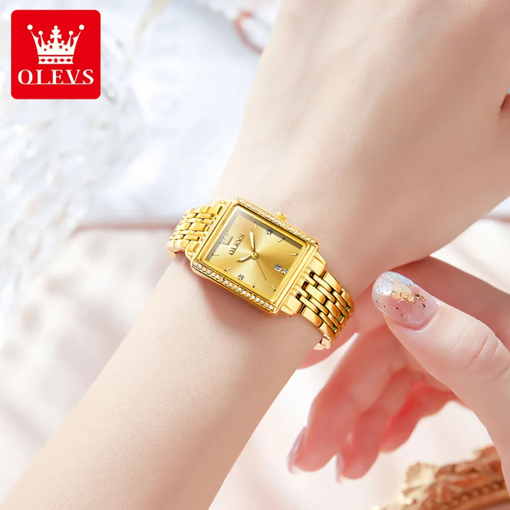 OLEVS 9995 Classic Quartz Watch For Women Luxury Original Stainless Steel Dress Wristwatch Calendar Waterproof Ladies Hand Clock