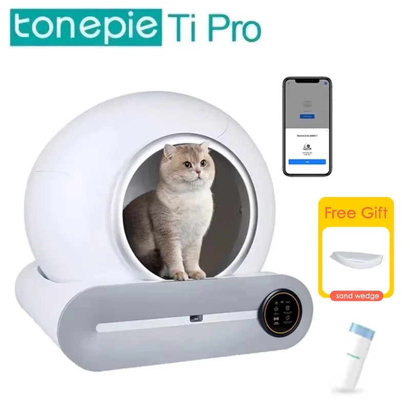 Tonepie 65L Automatic Smart Cat Litter Box Self Cleaning Fully Enclosed Cat Litter Box Pet Toilet Litter Tray