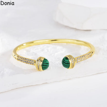 Donia jewelry new European and American fashion creative inlaid zircon emerald open bracelet palace luxury jewelry bracelet