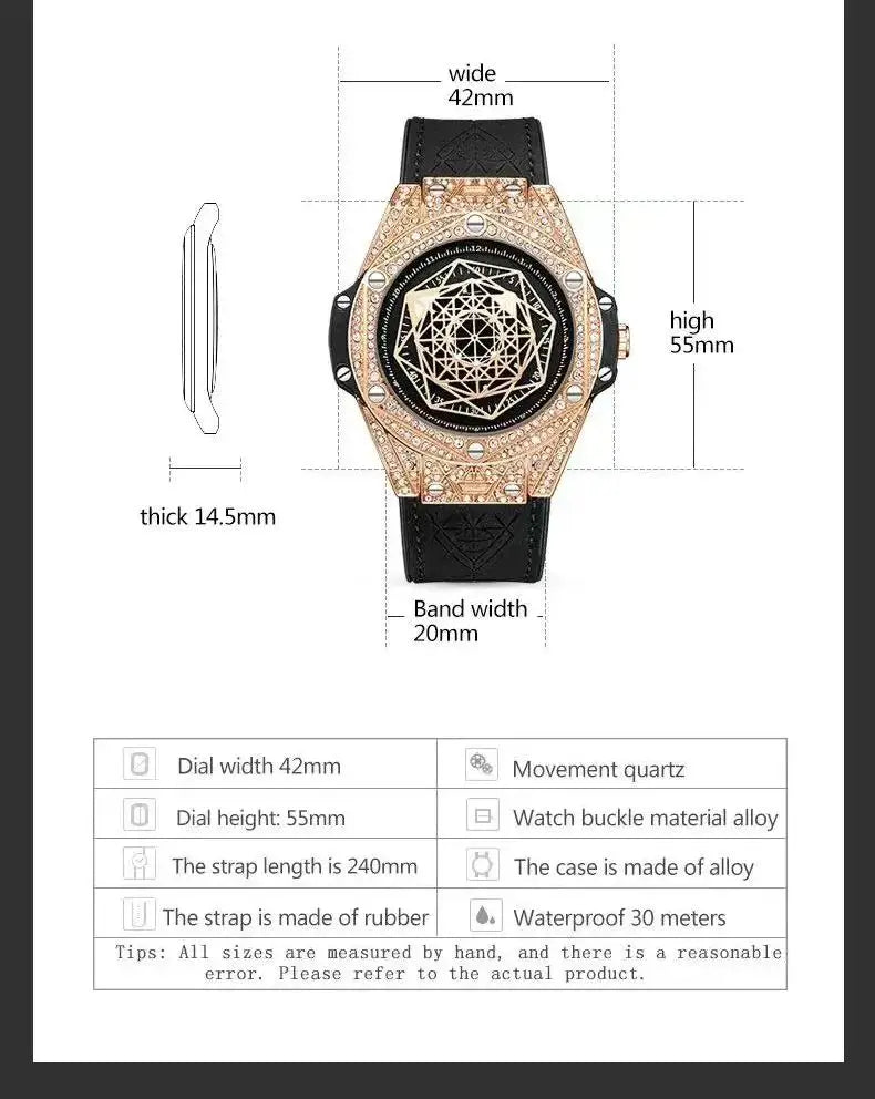 Fashion Mens Watches 2024 Luxury Brand ONOLA Unique Design Full Diamond Round Waterproof Quartz WristWatches Men Original Gifts