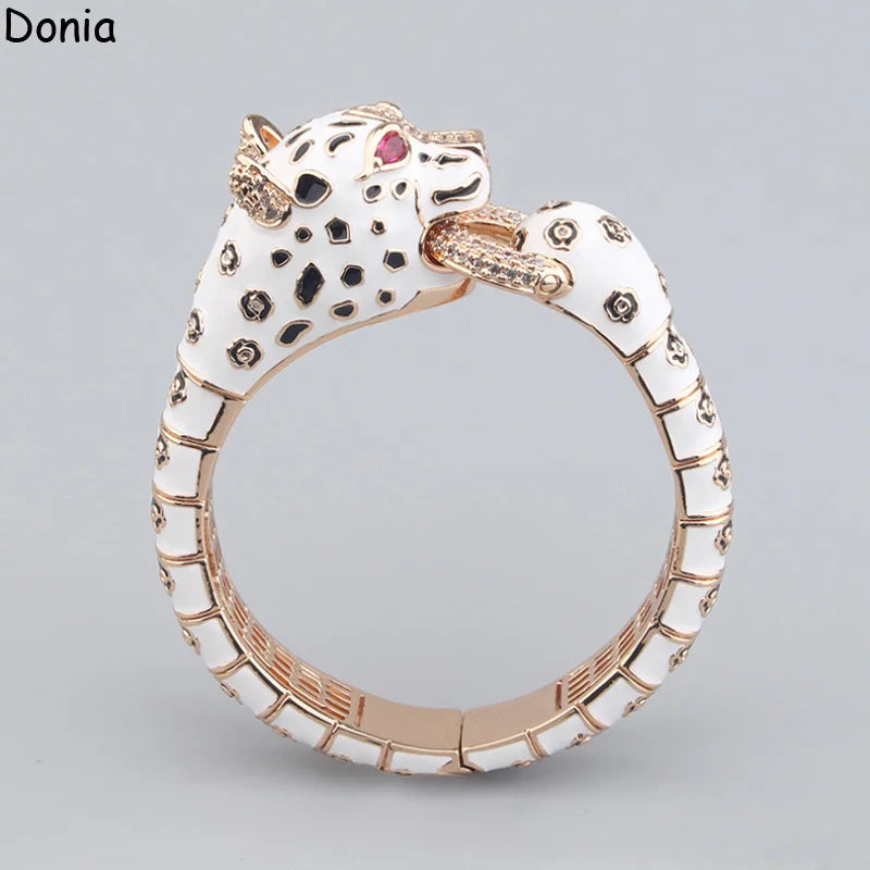 Donia Jewelry European and American fashion leopard titanium steel micro-set zircon animal luxury bracelet