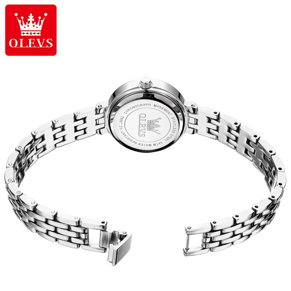 OLEVS Brand Fashion Silver Bracelet Quartz Watch for Women.