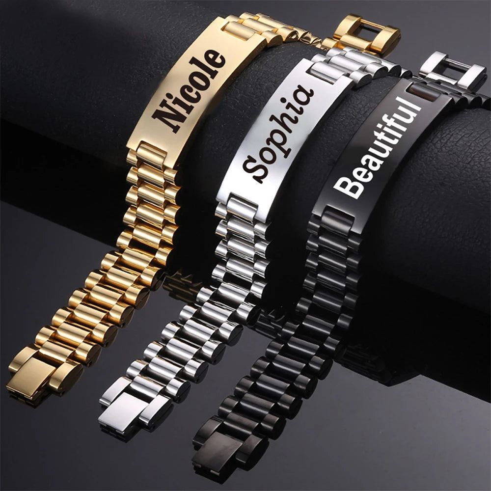 Custom name BraceletPersonalized customized stainless steel watch chain, men&