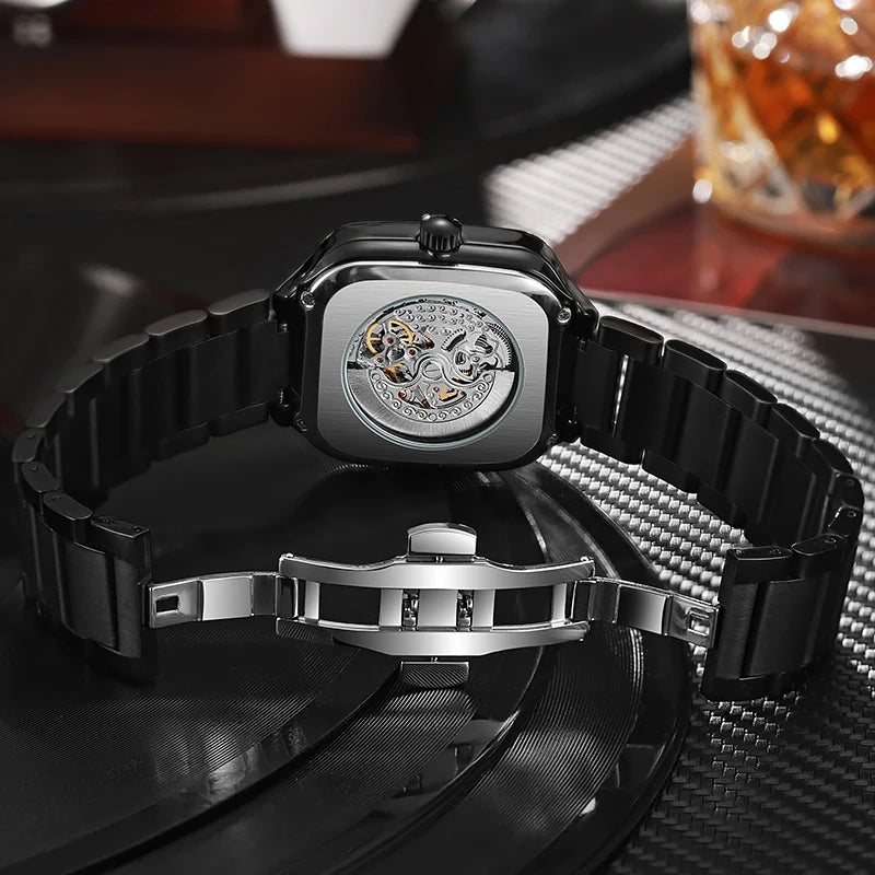 Skeleton Watch Men Fashion Stainless Steel High Quality.