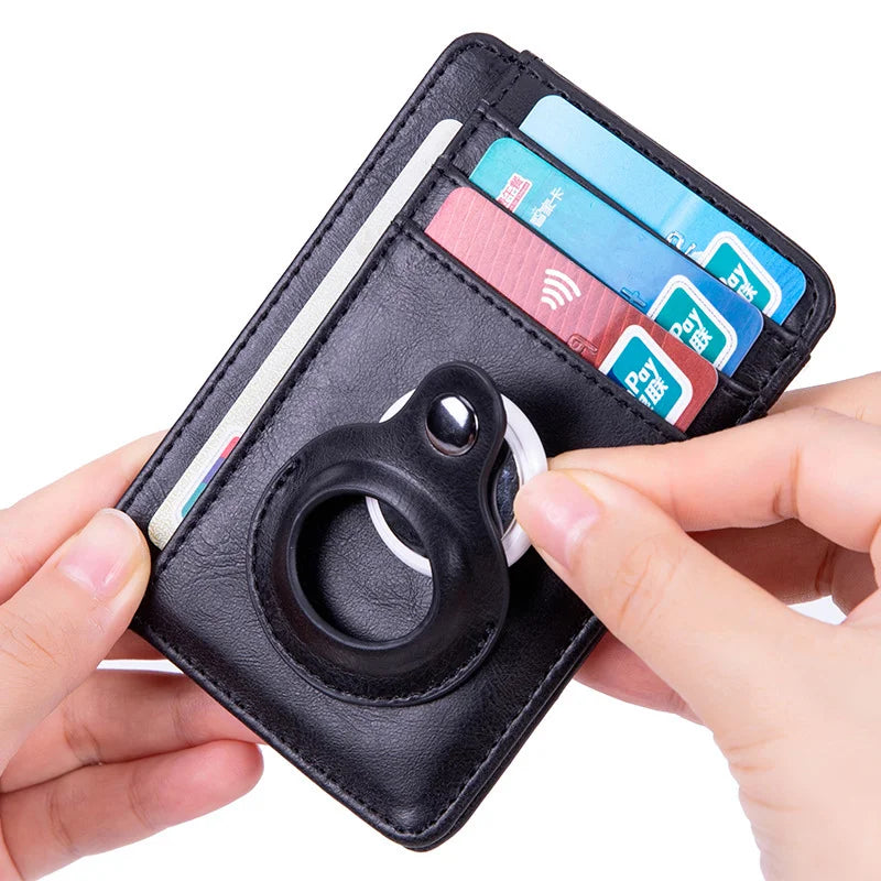 New PU Leather Airtag for Apple Card Holder Thin Wallet Rfid ID Credit Card Holder Business Carbon Fiber Purse Hot Sale Dropship