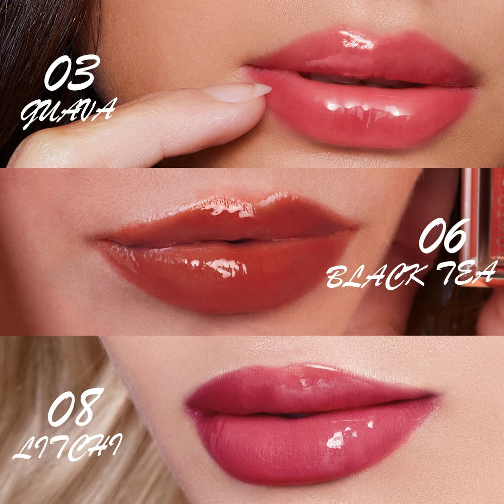 O.TWO.O Lip Gloss Lip Tint Moisturizing Long Lasting Glow Lightweight Hydrating  Non-Sticky Plump Red High-shine Lip Makeup