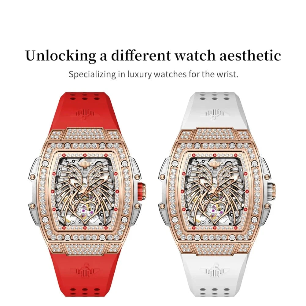 Women's Watches Luxury Fashion Love Diamond Dial Original Automatic Mechanical Watch for Ladies Waterproof Sapphire