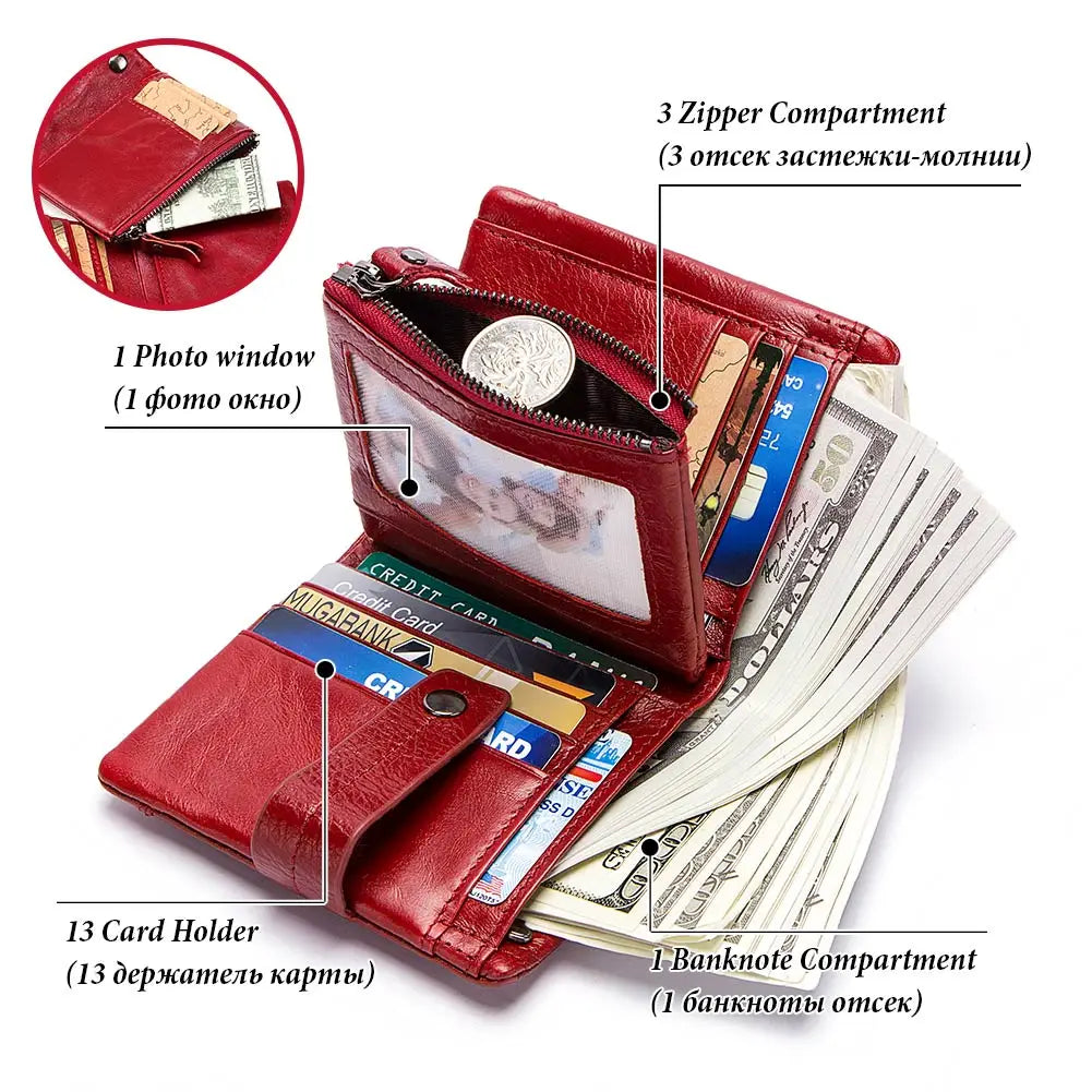 Genuine Leather Women Wallet for Coin.