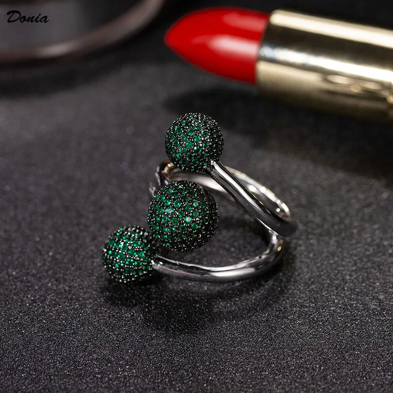 Donia jewelry New Fashion European and American Exaggerated Luxury Ladies Party Ring Copper Micro Inlaid AAA Zircon Ring