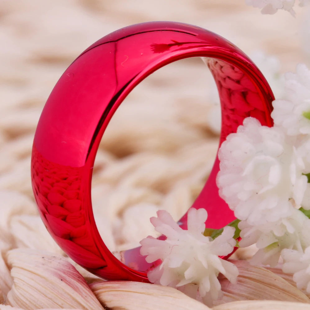 8mm Red Tungsten Carbide Wedding Band